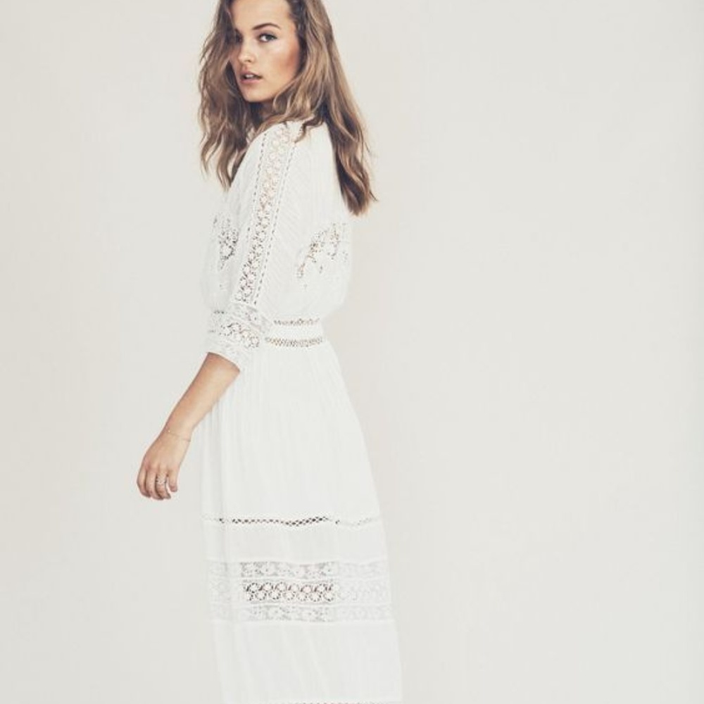 Love Shack Fancy BETH Crochet Lace Shirt Dress XS - Picture 3 of 8